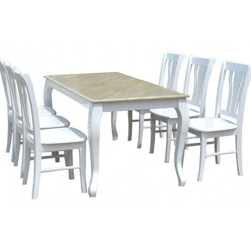 Bộ bàn ghế ăn gỗ tự nhiên mặt đá nhân tạo cao cấp HGB61, HGG61
